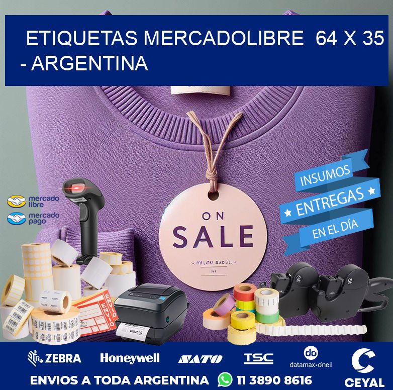 ETIQUETAS MERCADOLIBRE  64 x 35 - ARGENTINA