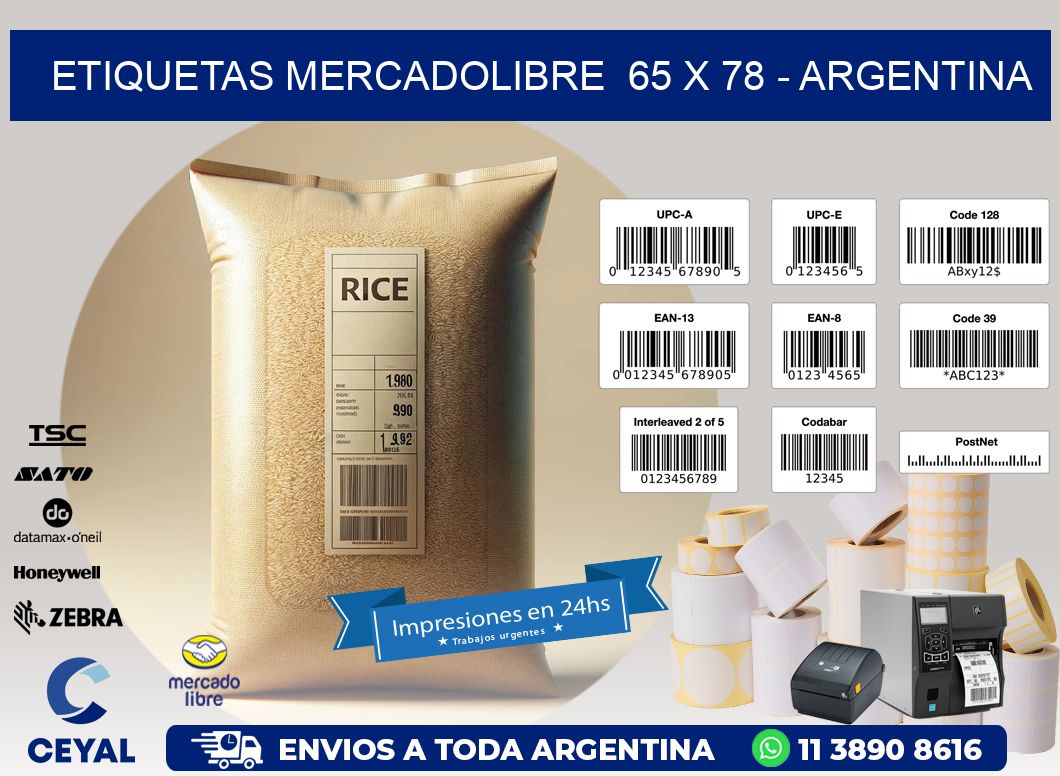 ETIQUETAS MERCADOLIBRE  65 x 78 - ARGENTINA