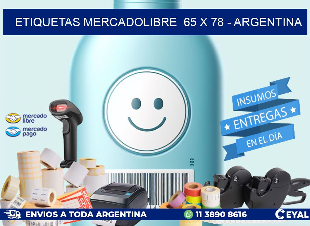 ETIQUETAS MERCADOLIBRE  65 x 78 - ARGENTINA