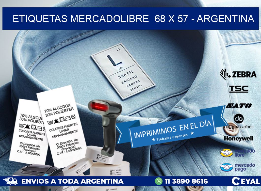 ETIQUETAS MERCADOLIBRE  68 x 57 - ARGENTINA