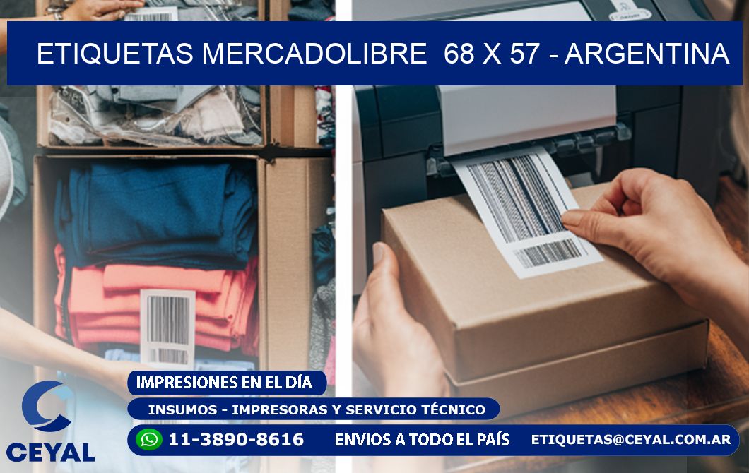 ETIQUETAS MERCADOLIBRE  68 x 57 - ARGENTINA