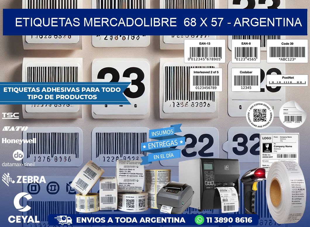 ETIQUETAS MERCADOLIBRE  68 x 57 - ARGENTINA