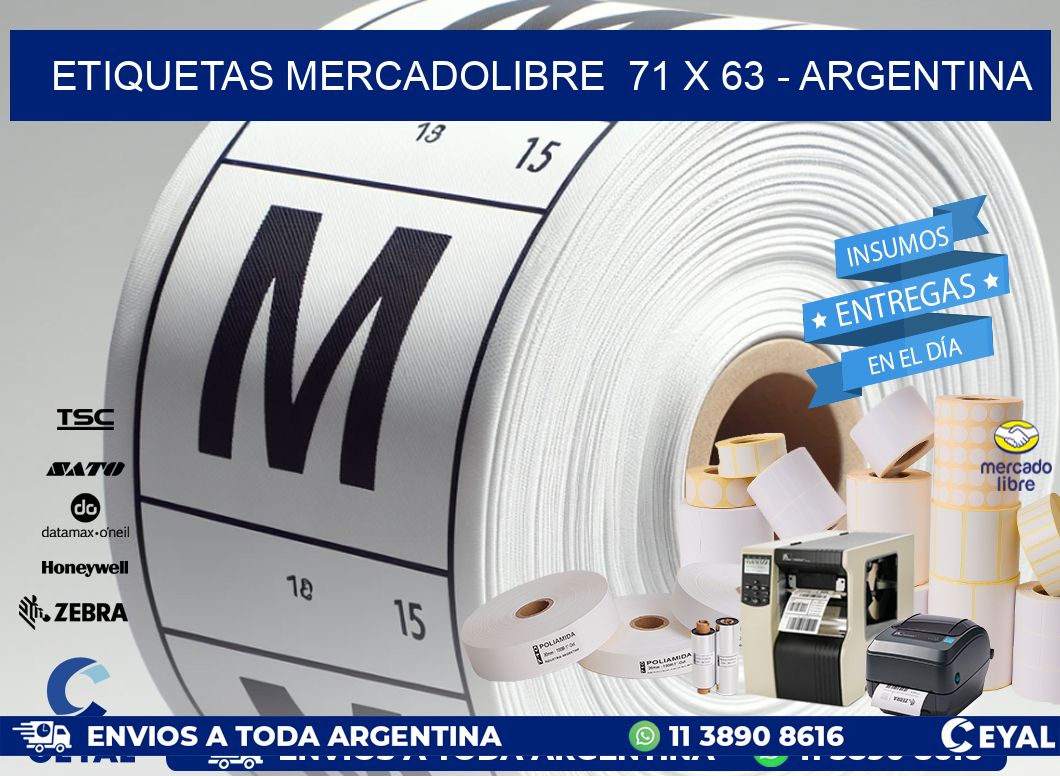 ETIQUETAS MERCADOLIBRE  71 x 63 - ARGENTINA