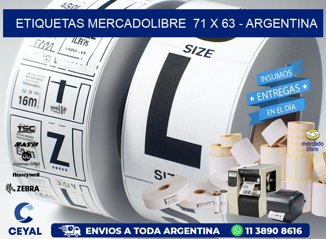 ETIQUETAS MERCADOLIBRE  71 x 63 - ARGENTINA