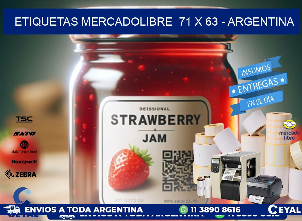 ETIQUETAS MERCADOLIBRE  71 x 63 - ARGENTINA