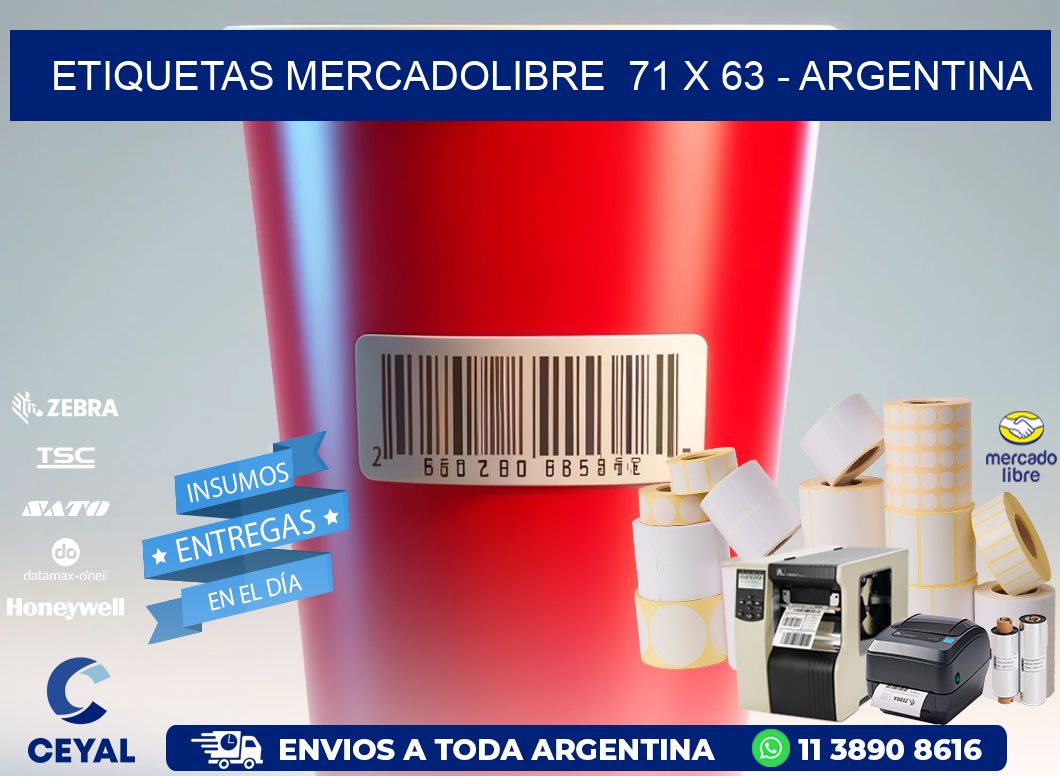 ETIQUETAS MERCADOLIBRE  71 x 63 - ARGENTINA