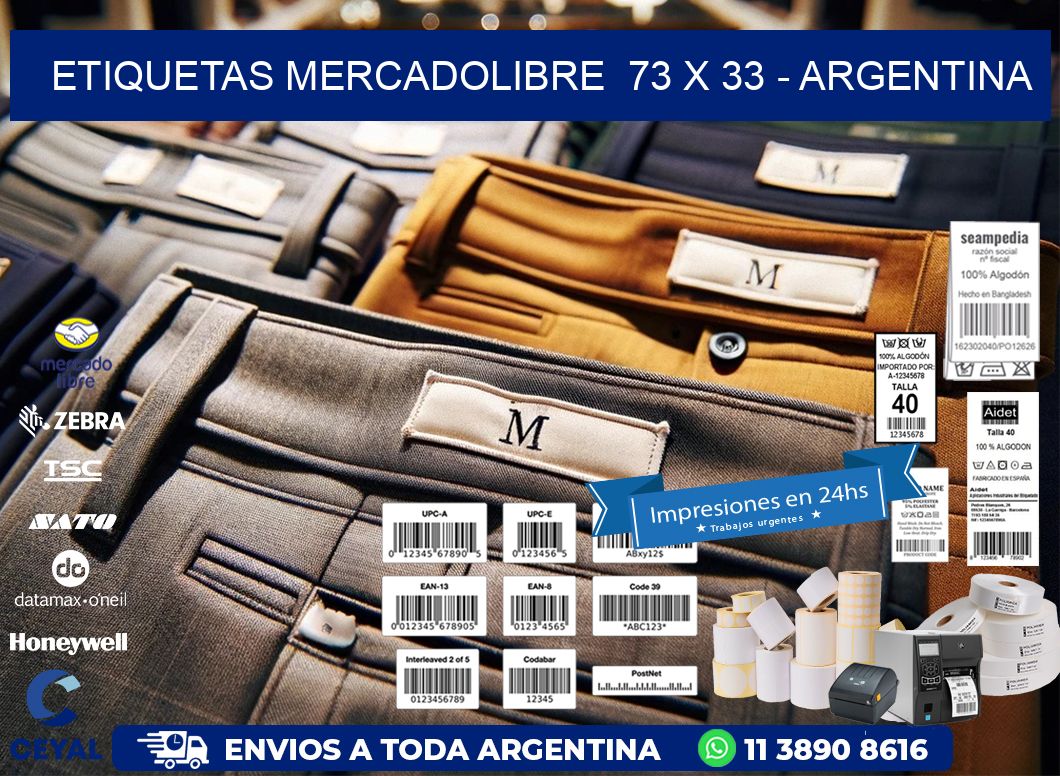 ETIQUETAS MERCADOLIBRE  73 x 33 - ARGENTINA