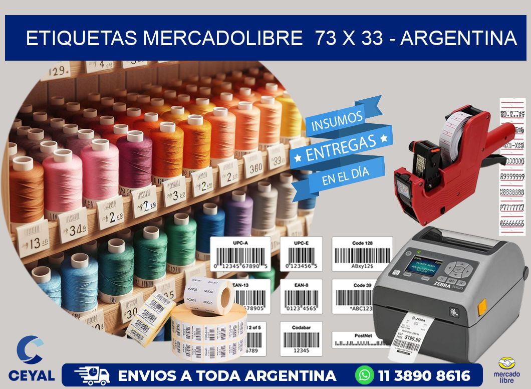 ETIQUETAS MERCADOLIBRE  73 x 33 - ARGENTINA