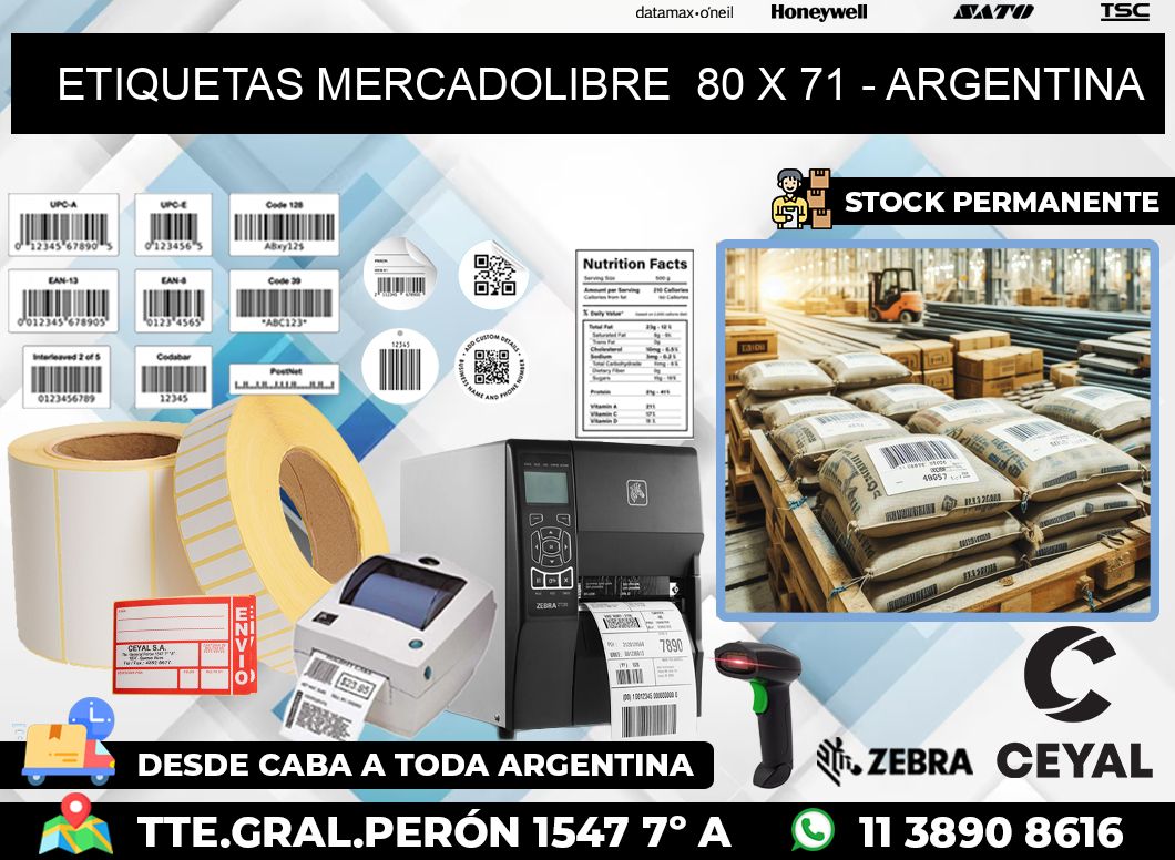 ETIQUETAS MERCADOLIBRE  80 x 71 – ARGENTINA