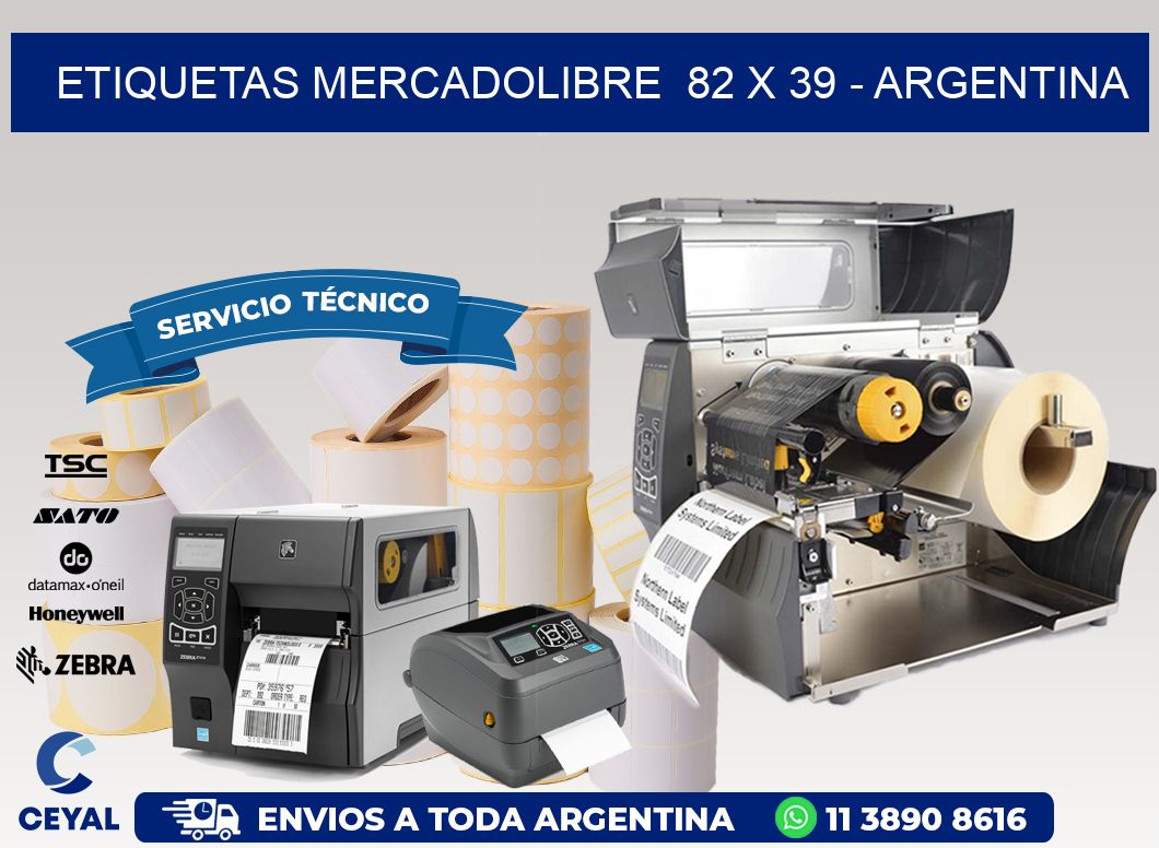 ETIQUETAS MERCADOLIBRE  82 x 39 - ARGENTINA