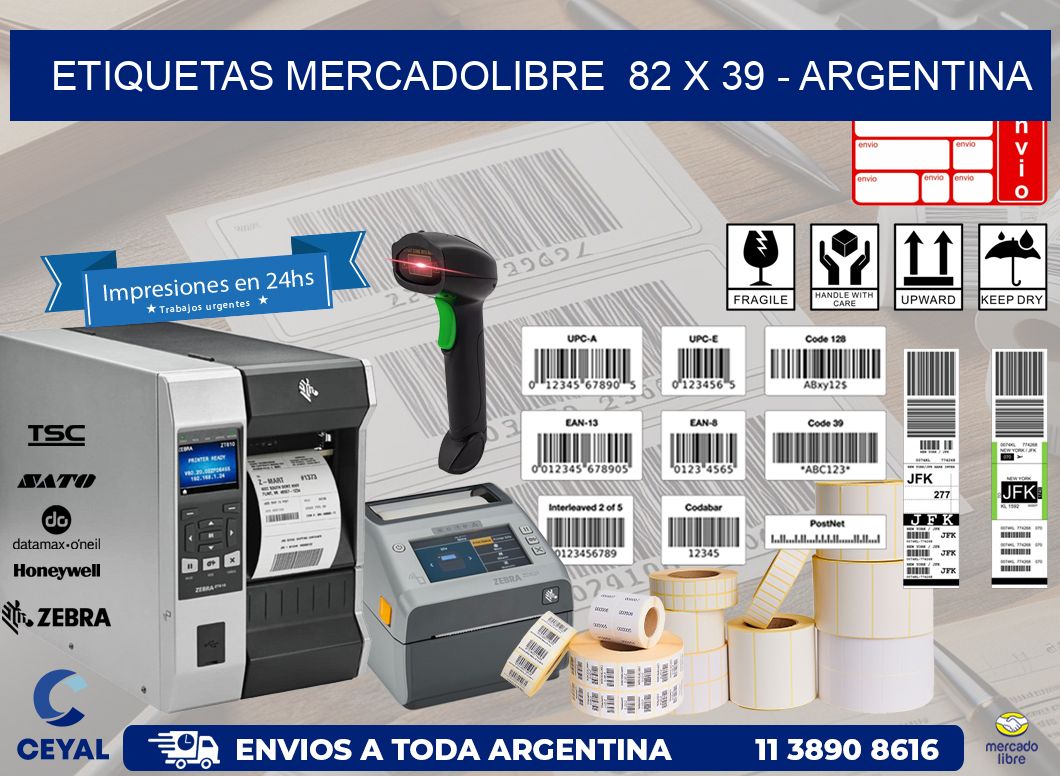 ETIQUETAS MERCADOLIBRE  82 x 39 – ARGENTINA