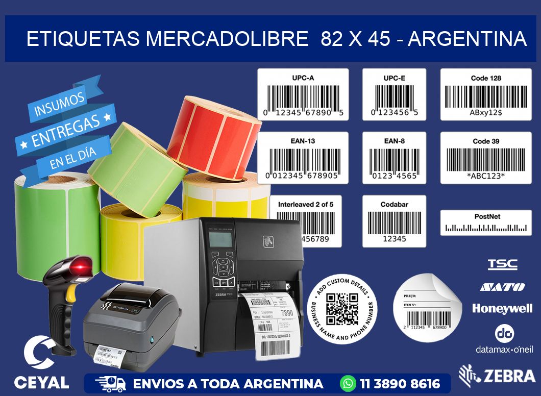 ETIQUETAS MERCADOLIBRE  82 x 45 - ARGENTINA
