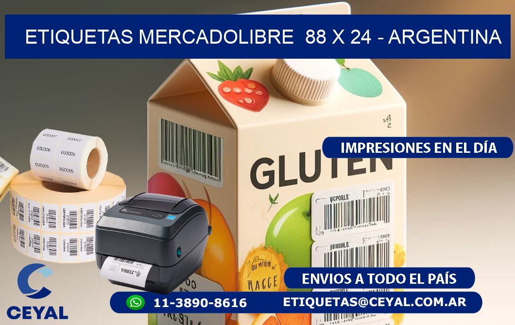 ETIQUETAS MERCADOLIBRE  88 x 24 - ARGENTINA