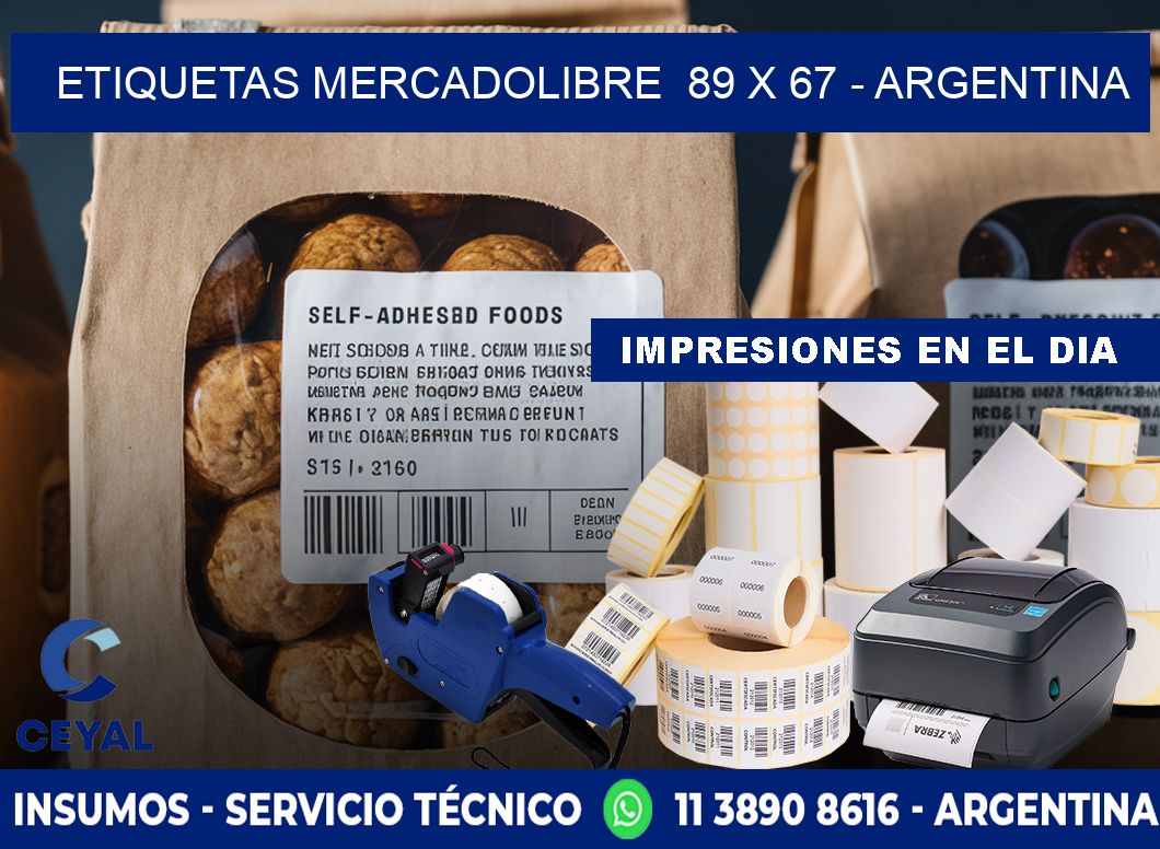 ETIQUETAS MERCADOLIBRE  89 x 67 - ARGENTINA