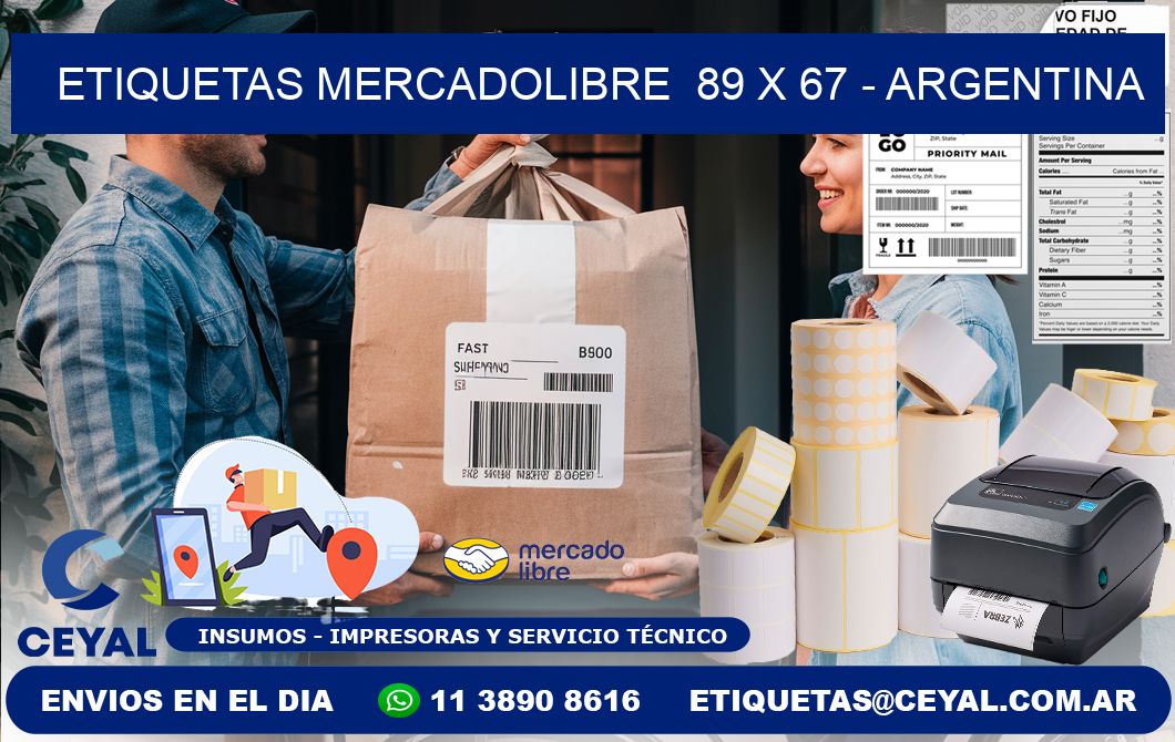 ETIQUETAS MERCADOLIBRE  89 x 67 - ARGENTINA