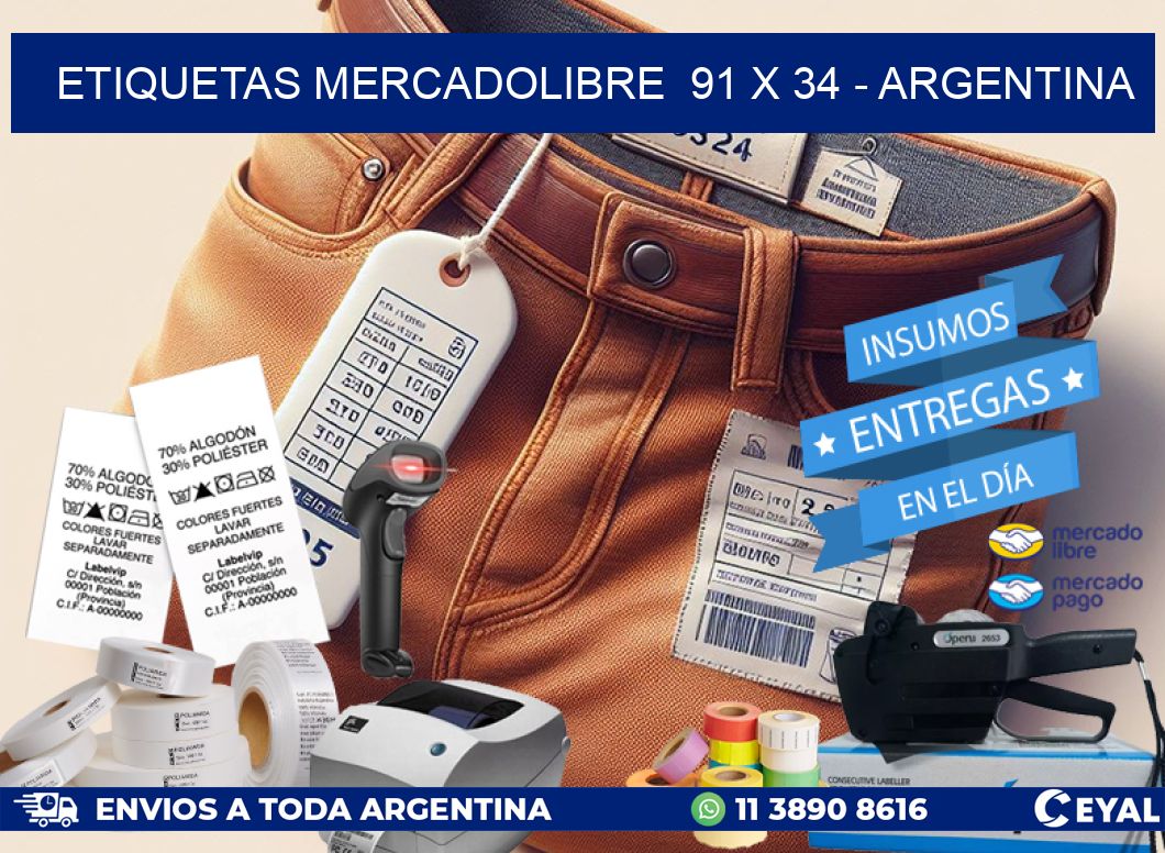 ETIQUETAS MERCADOLIBRE  91 x 34 – ARGENTINA