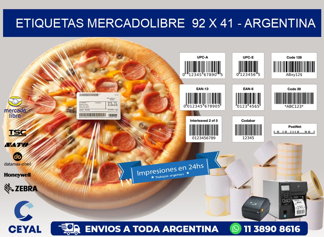 ETIQUETAS MERCADOLIBRE  92 x 41 - ARGENTINA