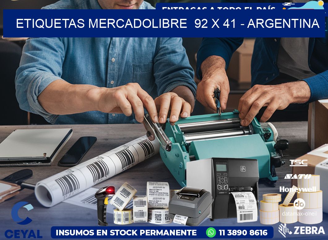 ETIQUETAS MERCADOLIBRE  92 x 41 - ARGENTINA