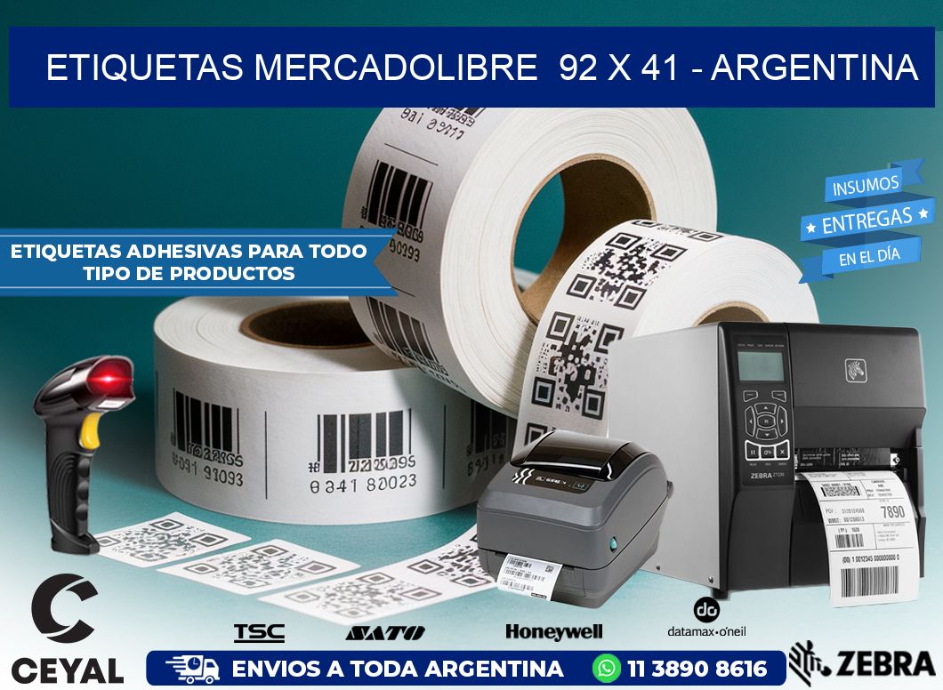 ETIQUETAS MERCADOLIBRE  92 x 41 – ARGENTINA