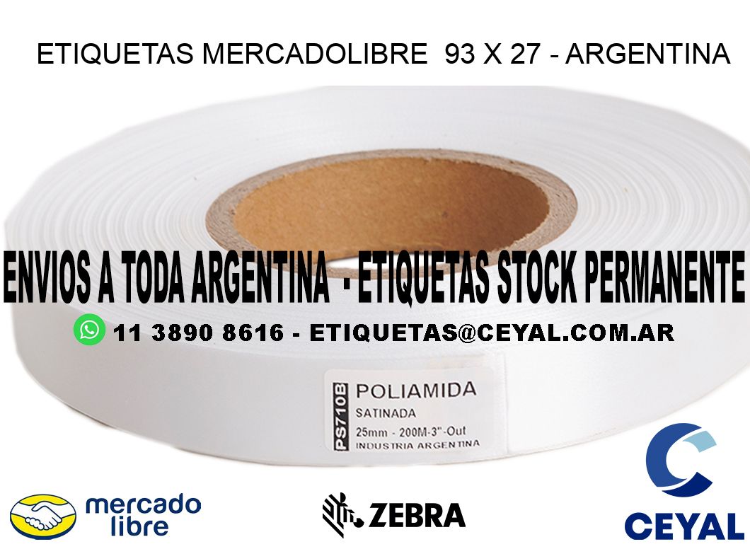 ETIQUETAS MERCADOLIBRE  93 x 27 - ARGENTINA