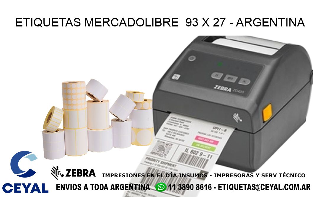 ETIQUETAS MERCADOLIBRE  93 x 27 - ARGENTINA