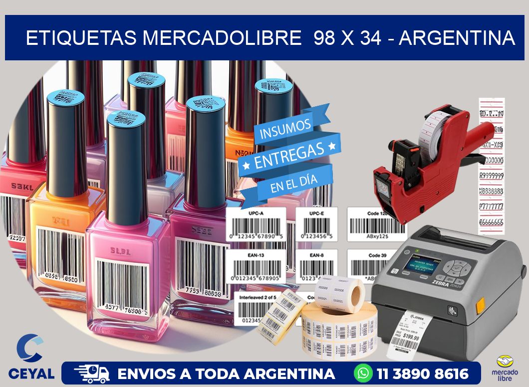 ETIQUETAS MERCADOLIBRE  98 x 34 - ARGENTINA