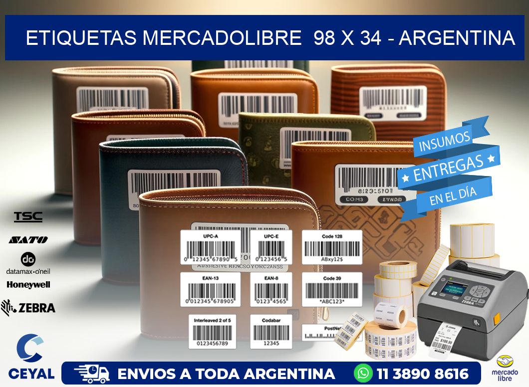 ETIQUETAS MERCADOLIBRE  98 x 34 - ARGENTINA