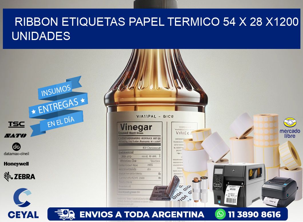 RIBBON ETIQUETAS PAPEL TERMICO 54 x 28 X1200 UNIDADES