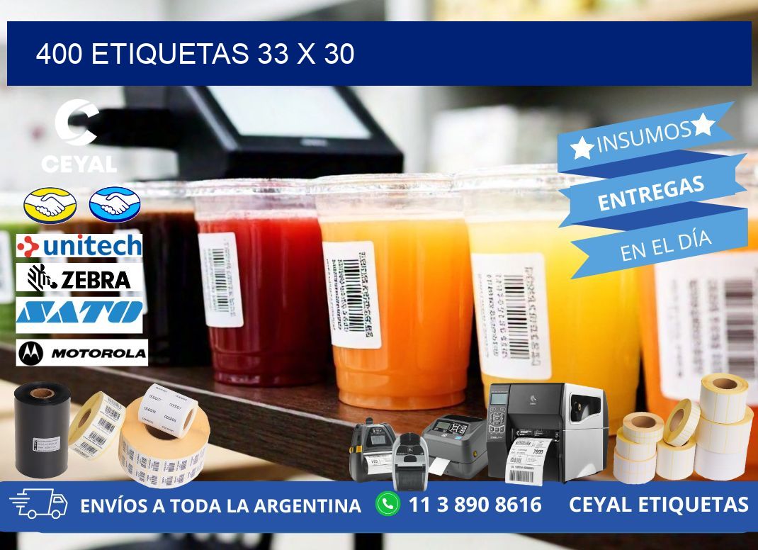 400 ETIQUETAS 33 x 30