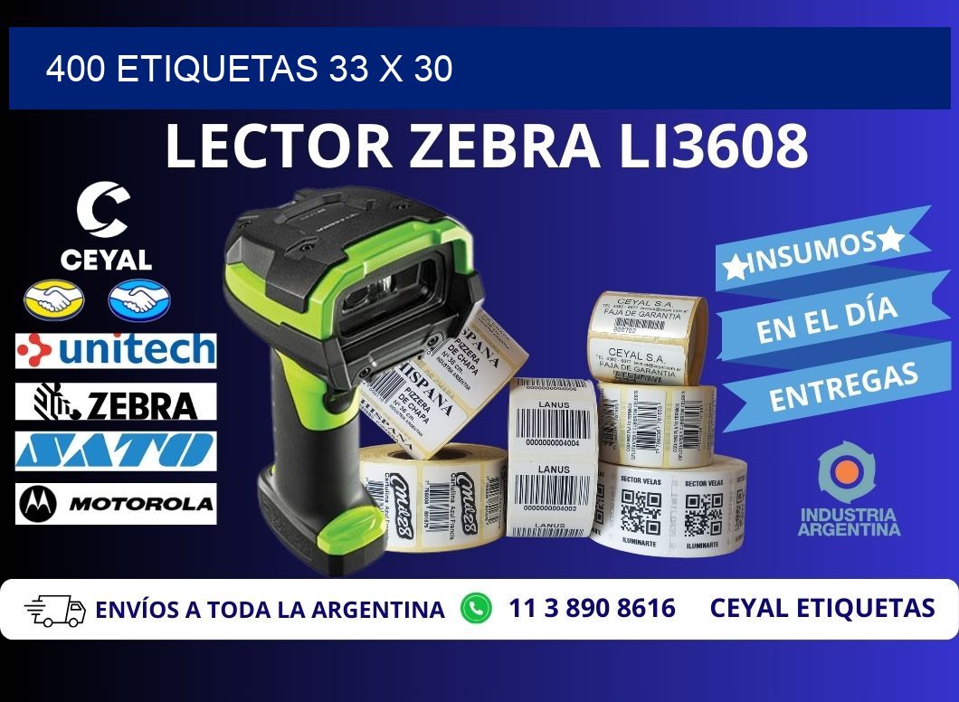 400 ETIQUETAS 33 x 30