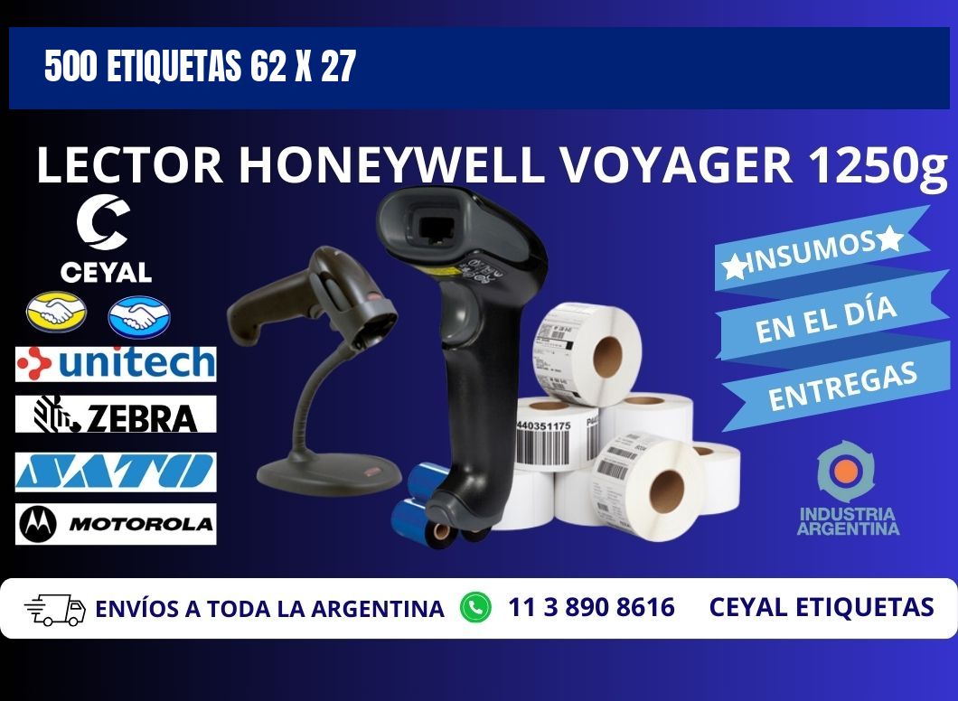 500 ETIQUETAS 62 x 27