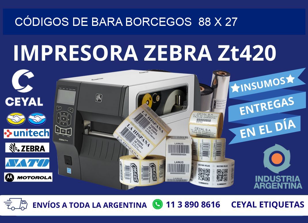 CÓDIGOS DE BARA BORCEGOS  88 x 27