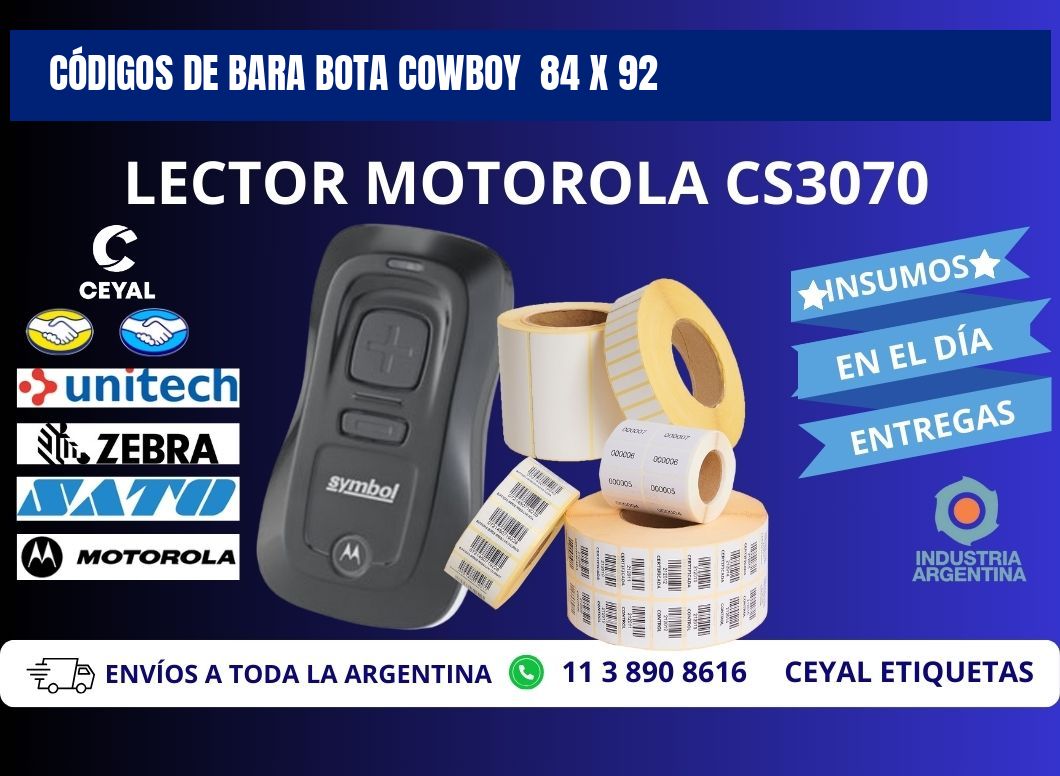 CÓDIGOS DE BARA BOTA COWBOY  84 x 92