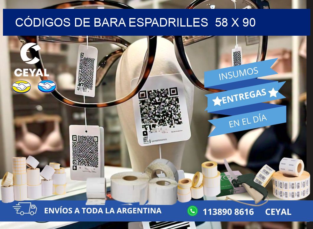 CÓDIGOS DE BARA ESPADRILLES  58 x 90