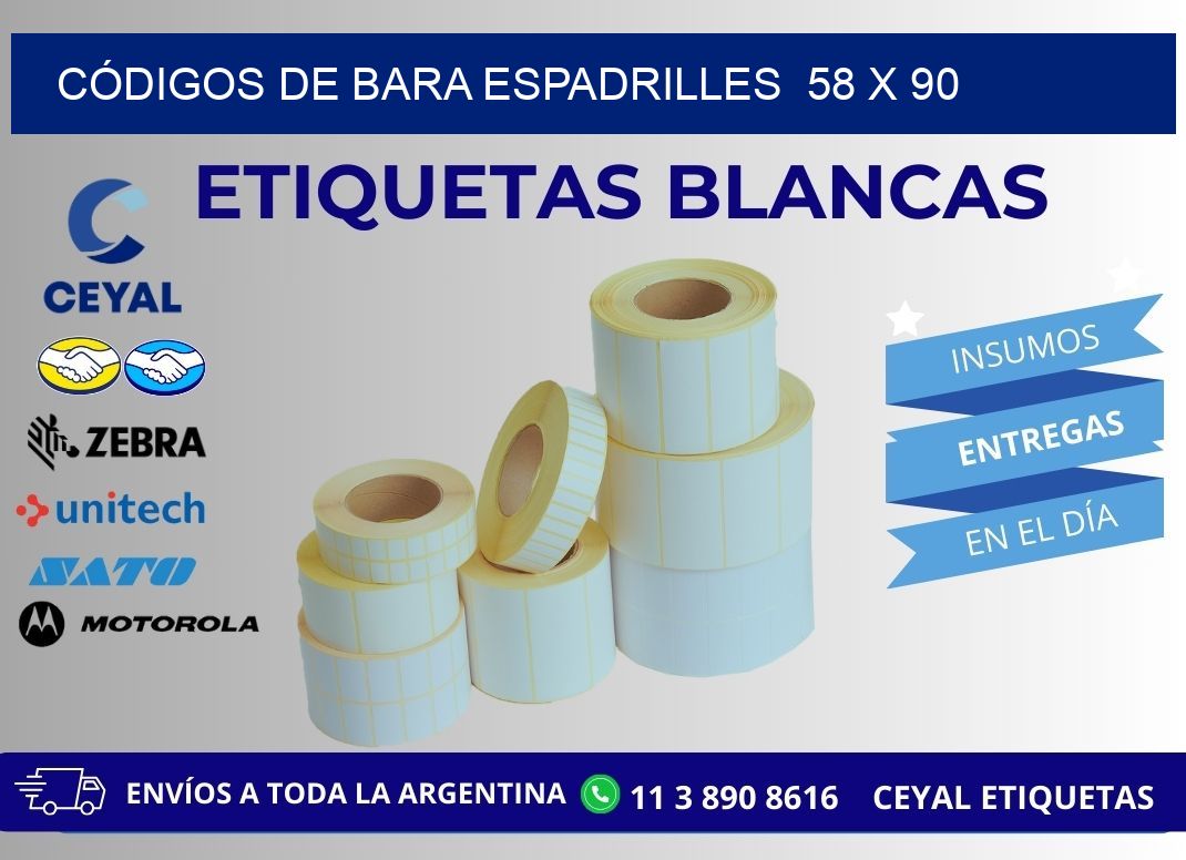 CÓDIGOS DE BARA ESPADRILLES  58 x 90
