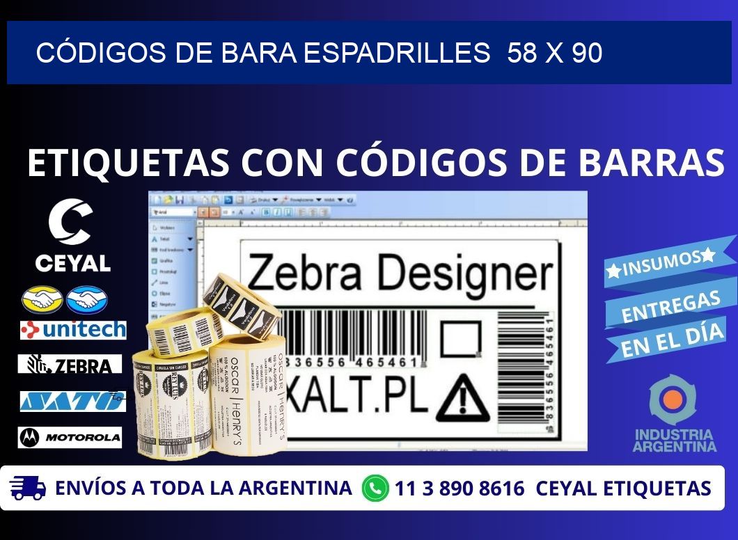 CÓDIGOS DE BARA ESPADRILLES  58 x 90