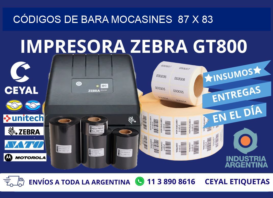CÓDIGOS DE BARA MOCASINES  87 x 83