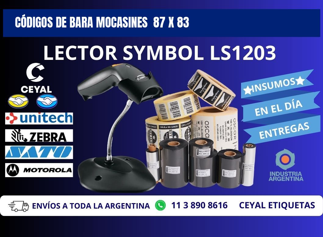 CÓDIGOS DE BARA MOCASINES  87 x 83