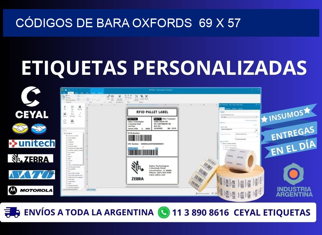CÓDIGOS DE BARA OXFORDS  69 x 57