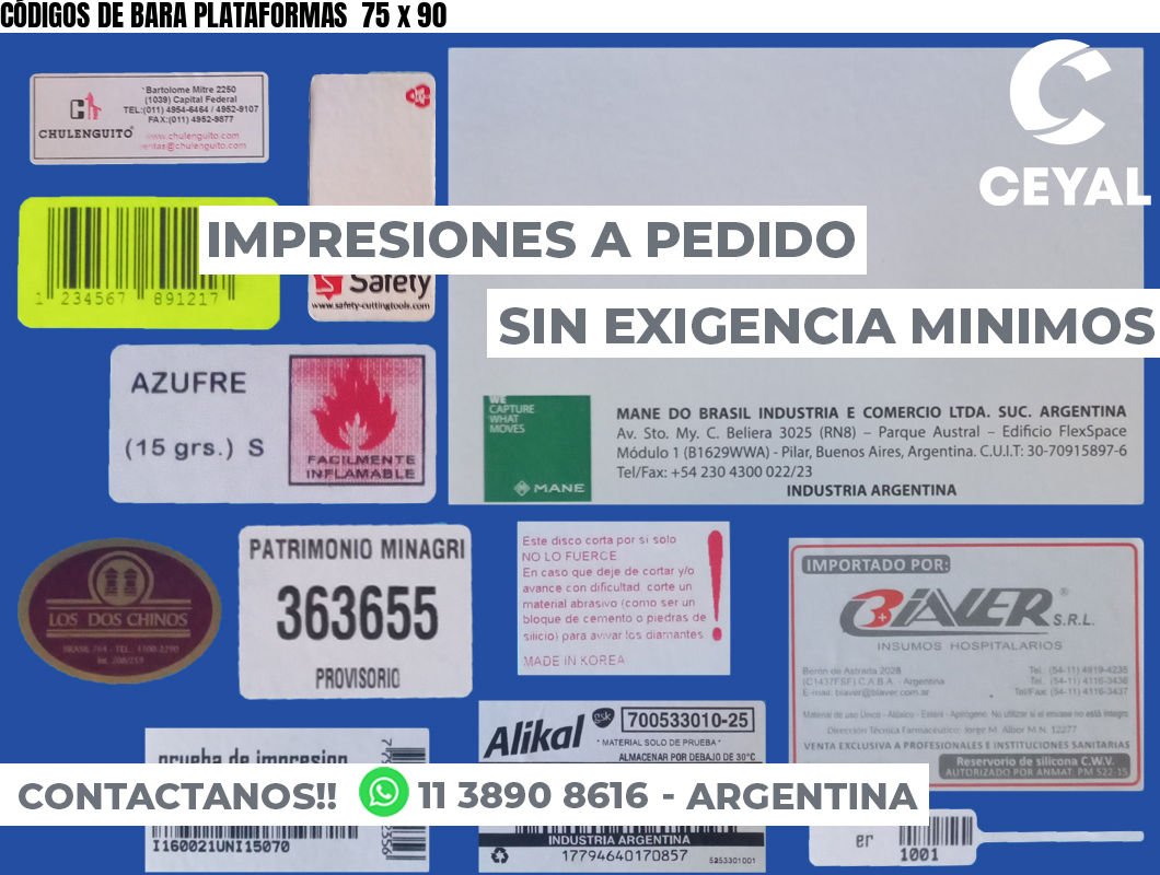 CÓDIGOS DE BARA PLATAFORMAS  75 x 90