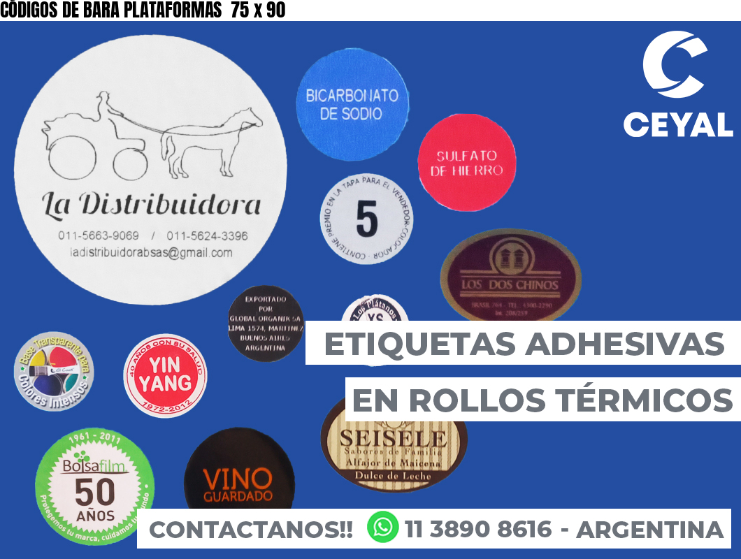 CÓDIGOS DE BARA PLATAFORMAS  75 x 90