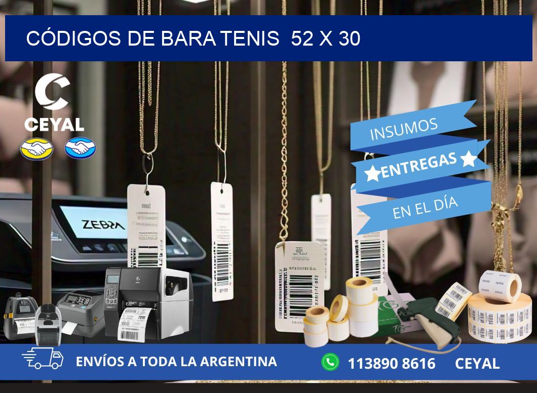 CÓDIGOS DE BARA TENIS  52 x 30