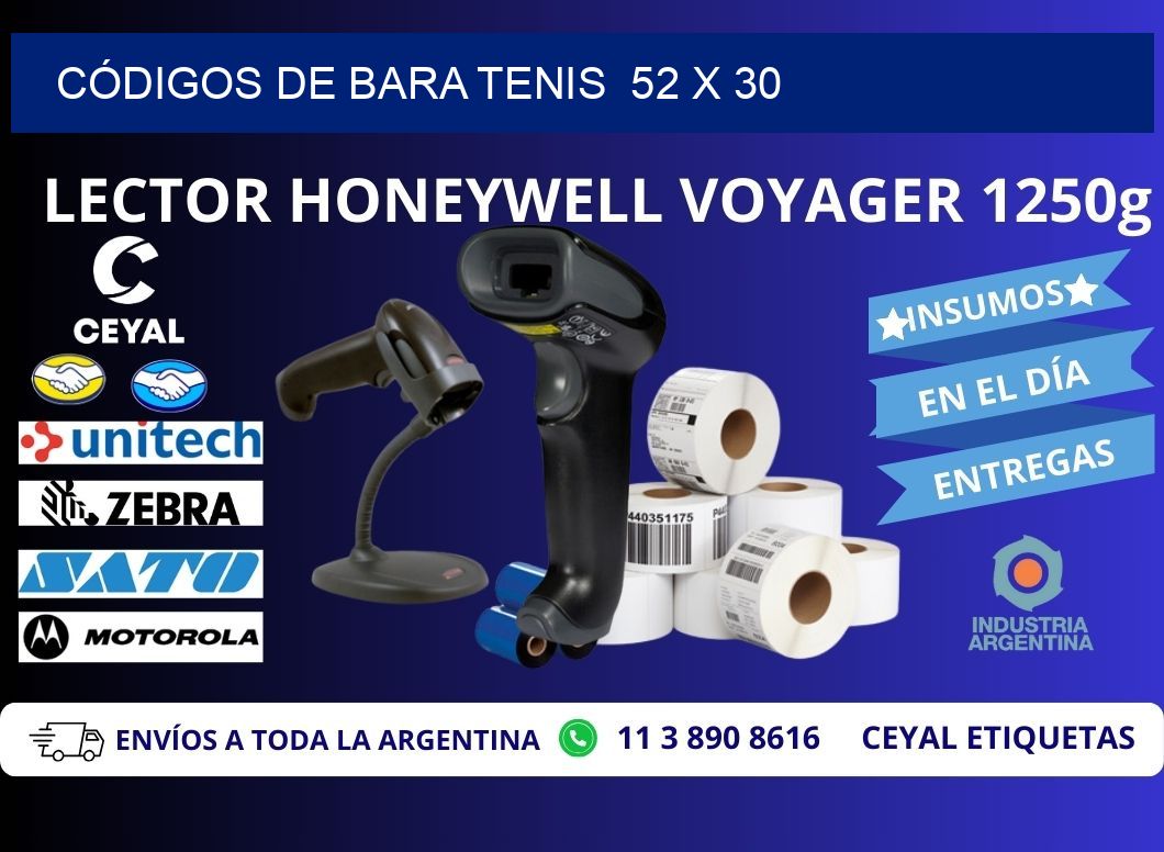 CÓDIGOS DE BARA TENIS  52 x 30