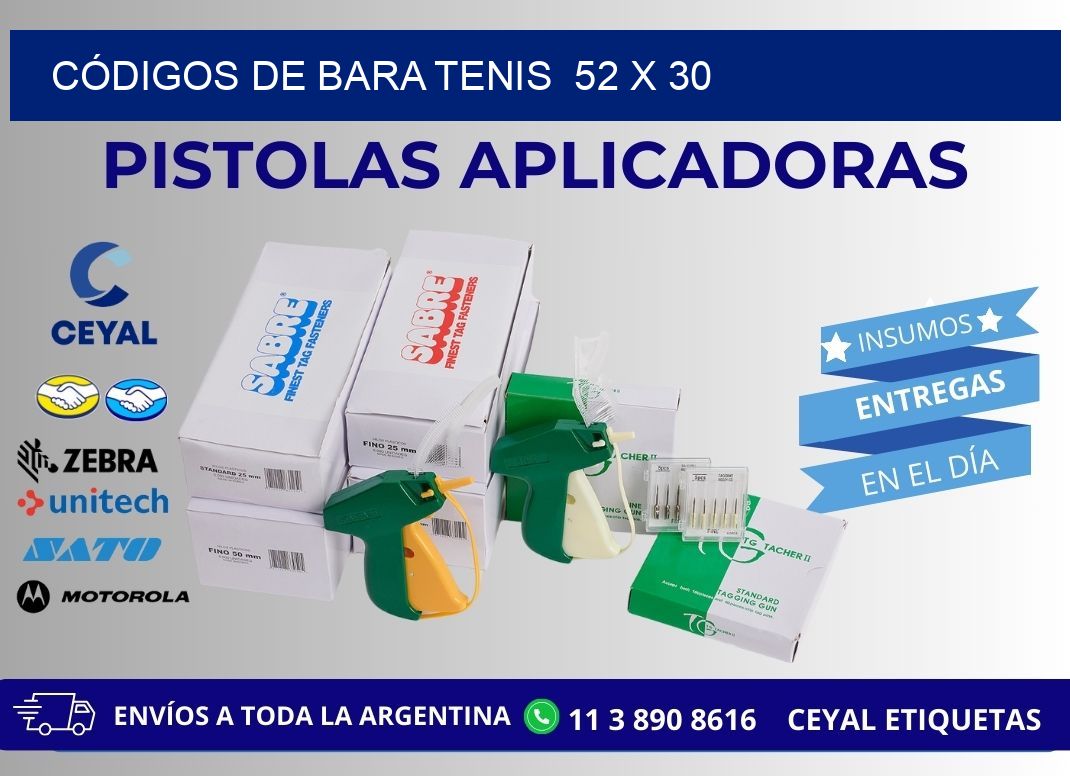 CÓDIGOS DE BARA TENIS  52 x 30