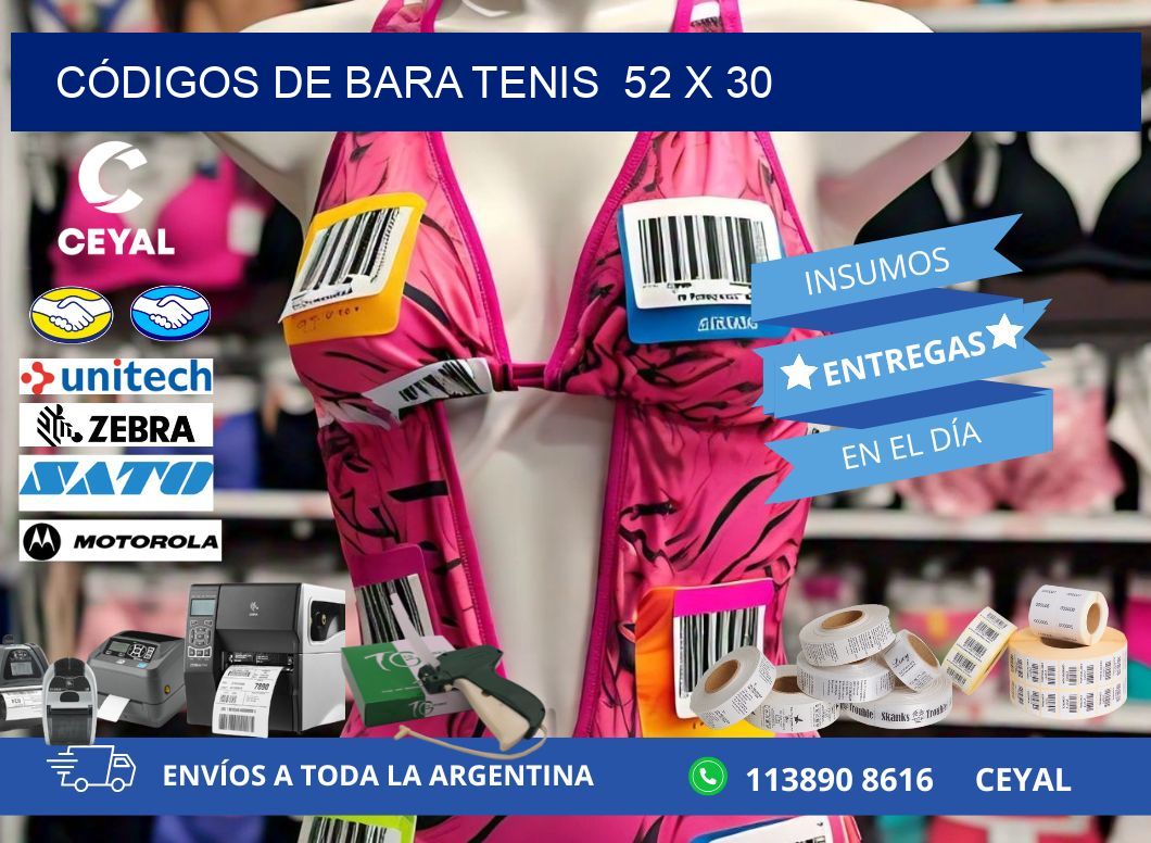 CÓDIGOS DE BARA TENIS  52 x 30