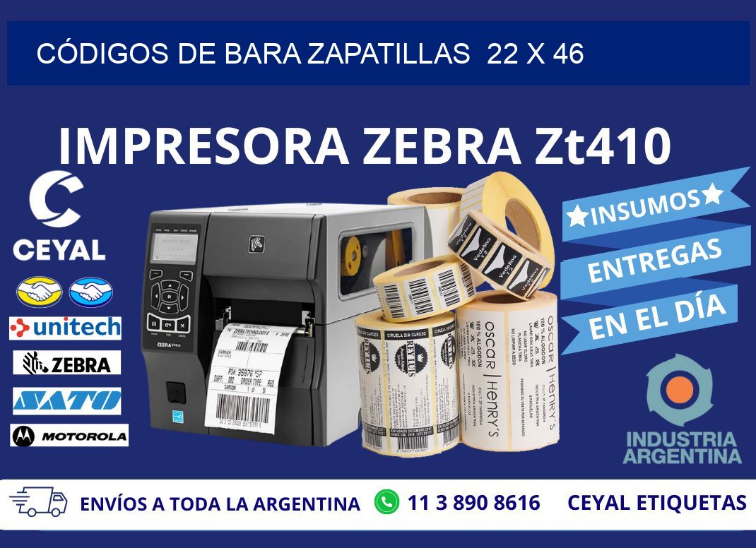 CÓDIGOS DE BARA ZAPATILLAS  22 x 46