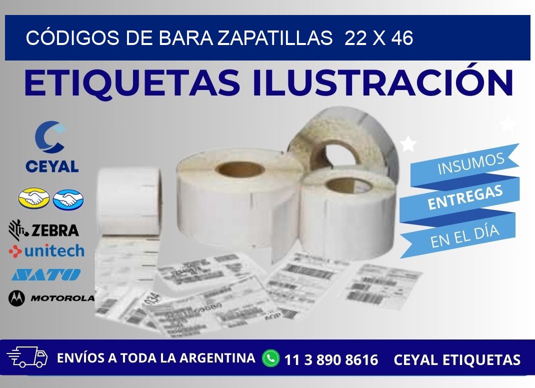CÓDIGOS DE BARA ZAPATILLAS  22 x 46