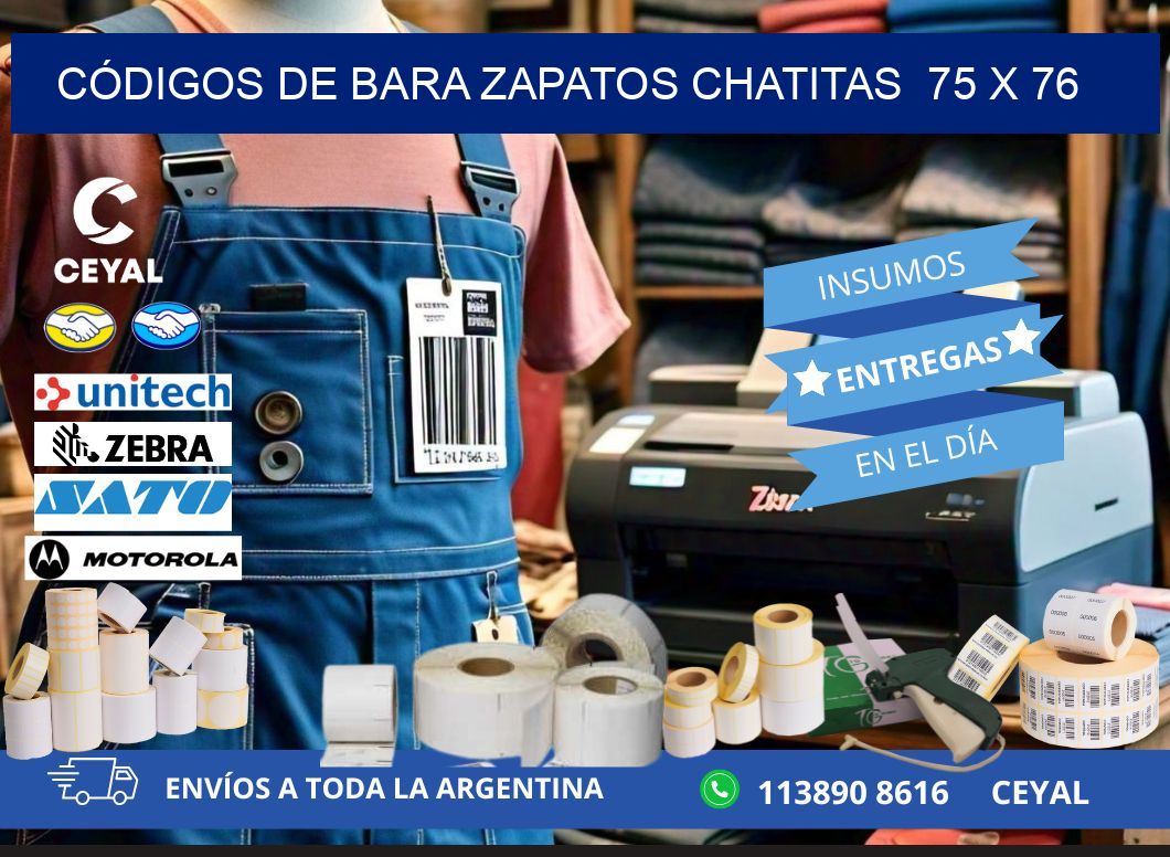 CÓDIGOS DE BARA ZAPATOS CHATITAS  75 x 76