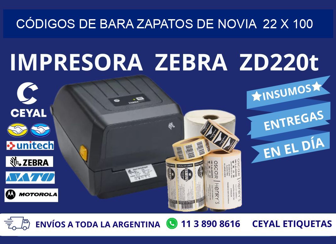 CÓDIGOS DE BARA ZAPATOS DE NOVIA  22 x 100