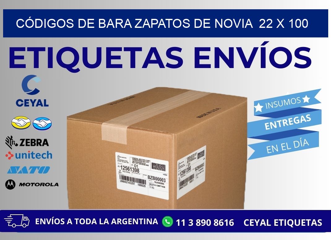 CÓDIGOS DE BARA ZAPATOS DE NOVIA  22 x 100